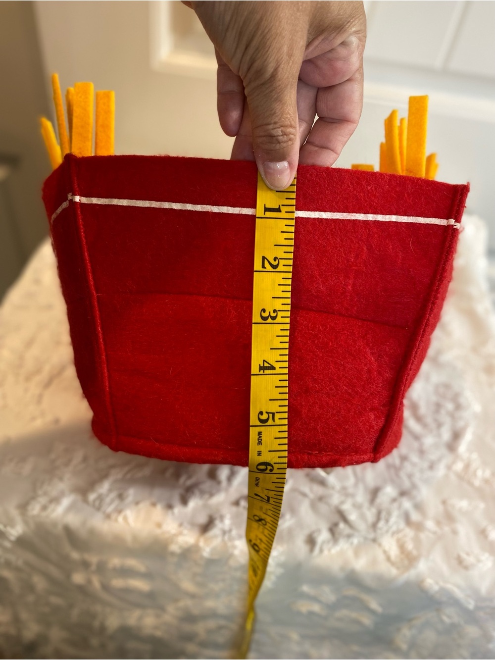 Red Felt Fry Hat with Yellow Fringe - Picture 10 of 12